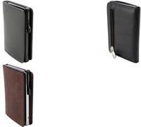 CLICKSAFE Geldbörse SLIM mit Kartenetui, Nappaleder, braun Kartenetui "Kartentresor" mit Clickbutton & RFID Schutz, - 1 Stück (986305)