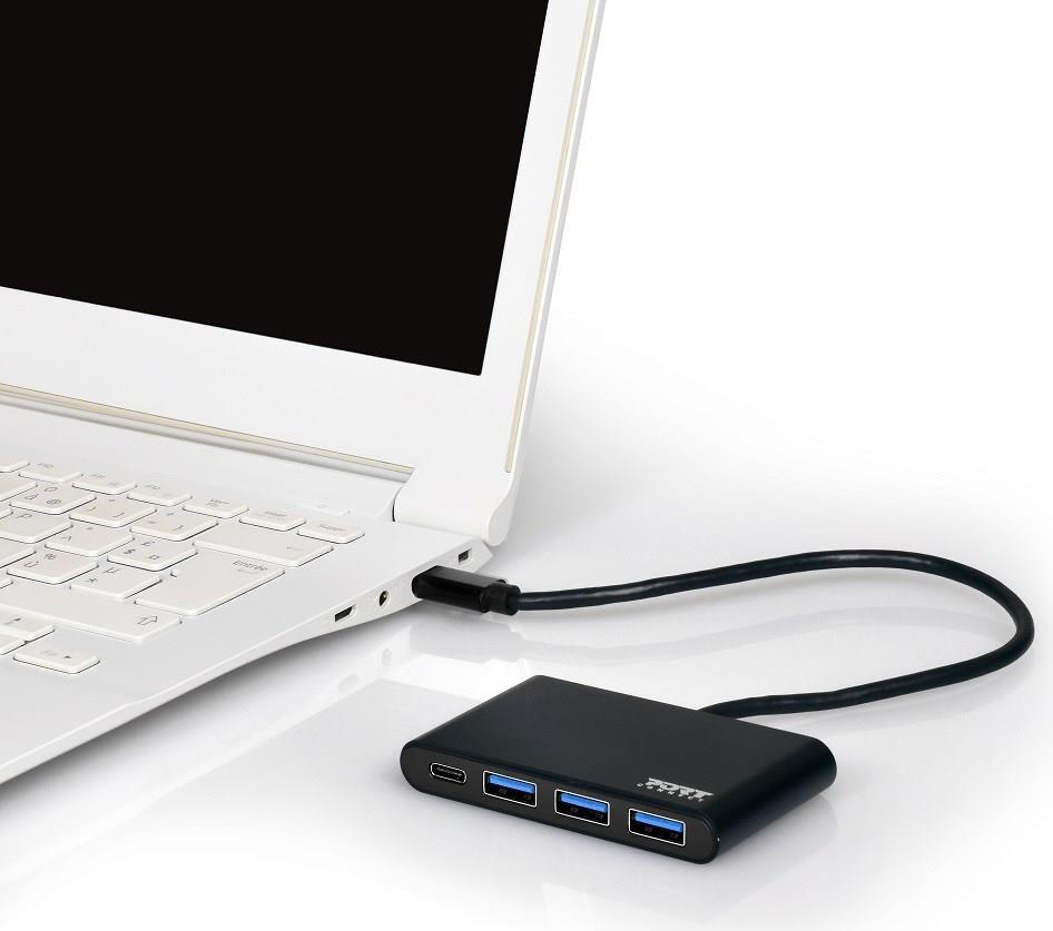 PORT Connect 900122 USB-C Hub 3x USB 3.0 + 1x USB-C Silber, Weiß