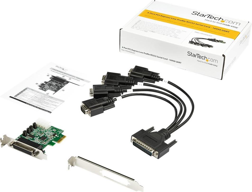 StarTech PEX4S953LP PCI Express Serielle Schnittstellenkarte mit 4 Ports RS-232, 16950 UART, Low Profile