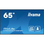 iiyama ProLite LH6565UHSB-B1, 164cm (64,6''), 4K, USB, RS232, Ethernet, WLAN, Android, Kit (RS232), schwarz TFT Monitor, 16:9, Bildschirmdiagonale: 164 cm (64,6''), Auflösung: 3840x2160 Pixel, VESA Mount (400x400 mm), Lautsprecher, Reaktionszeit: 8ms, Helligkeit 800 cd, Blickwinkel 178/178°(H/V), Kontrast: 1200:1, USB, RS232, Ethernet, WLAN (802.11ac), Audio, Display-Port, HDMI, Android (11), inkl.: Kabel (RS232, HDMI), Netzteil, Netzkabel, Fernbedienung, QSG, Farbe: schwarz (LH6565UHSB-B1)