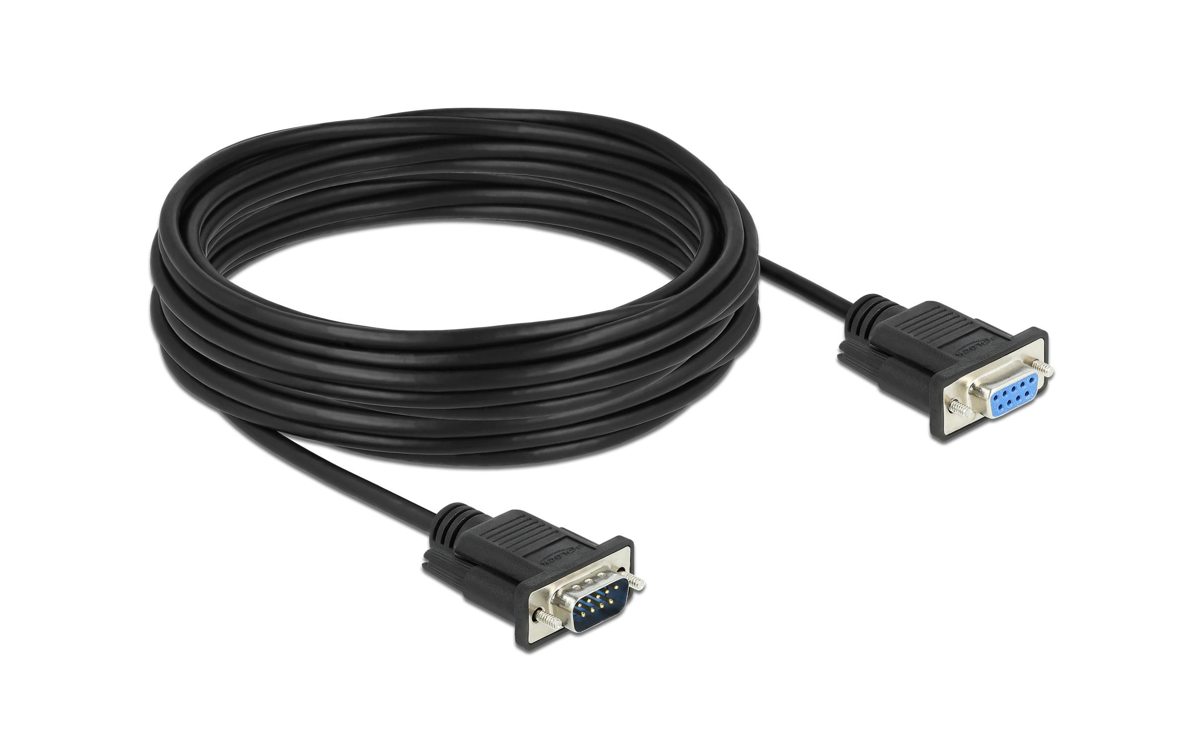 Delock 86599 Serielles Verlängerungskabel RS-232 D-Sub9 Stecker zu Buchse 10 m Schwarz