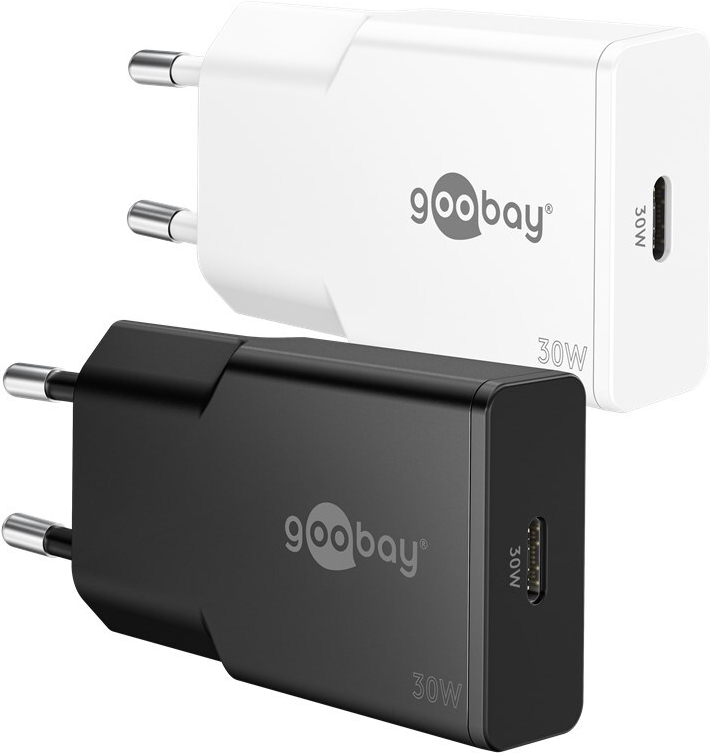 Goobay USB-C PD GaN Schnellladegerät Slim 30 W weiß - 1x -Anschluss Power (75736)