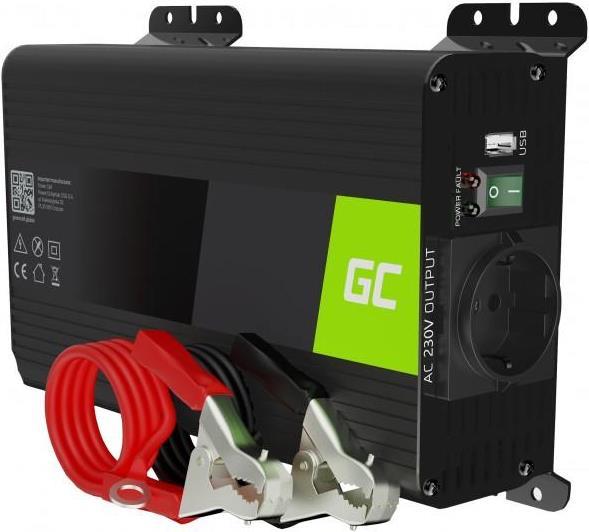 Green Cell INVGC05. Zweck: Universal, Netzteiltyp: Auto, Eingangsspannung: 12 V. Produktfarbe: Schwarz. Breite: 106 mm, Tiefe: 175 mm, Höhe: 60 mm. Menge pro Packung: 1 Stück(e), Mitgelieferte Kabel: Gleichstrom (GC-INVGC05)