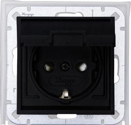 KOPP 954050001 Unterputz-Feuchtraum Schuko-Steckdose mit Kappdeckel (250V / 16A | IP44) (954050001)