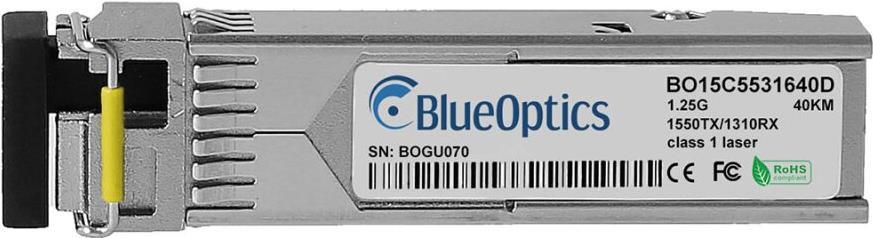 Kompatibler RAD SFP-23BED BlueOptics© BO15C5531640D SFP Transceiver, LC-Simplex, 1000BASE-BX-D, Singlemode Fiber, TX1550nm/RX1310nm, 40KM, DDM, 0°C/+70°C (SFP-23BED-BO)