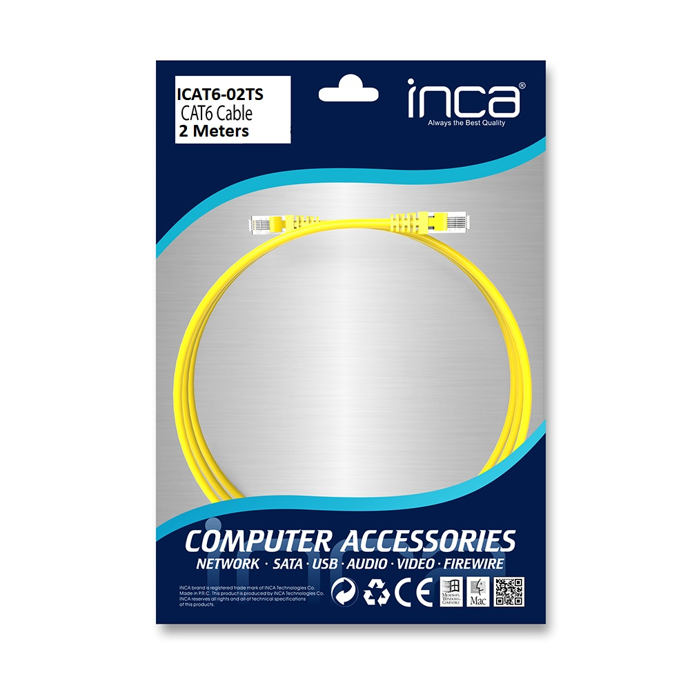 INCA ICAT6-02TS Patchkabel RJ45 Cat 6 UTP 2 m Gelb