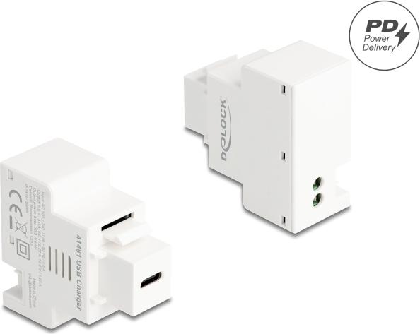Delock Keystone Modul mit USB Type-C Ladebuchse PD 20 W weiß (41481)