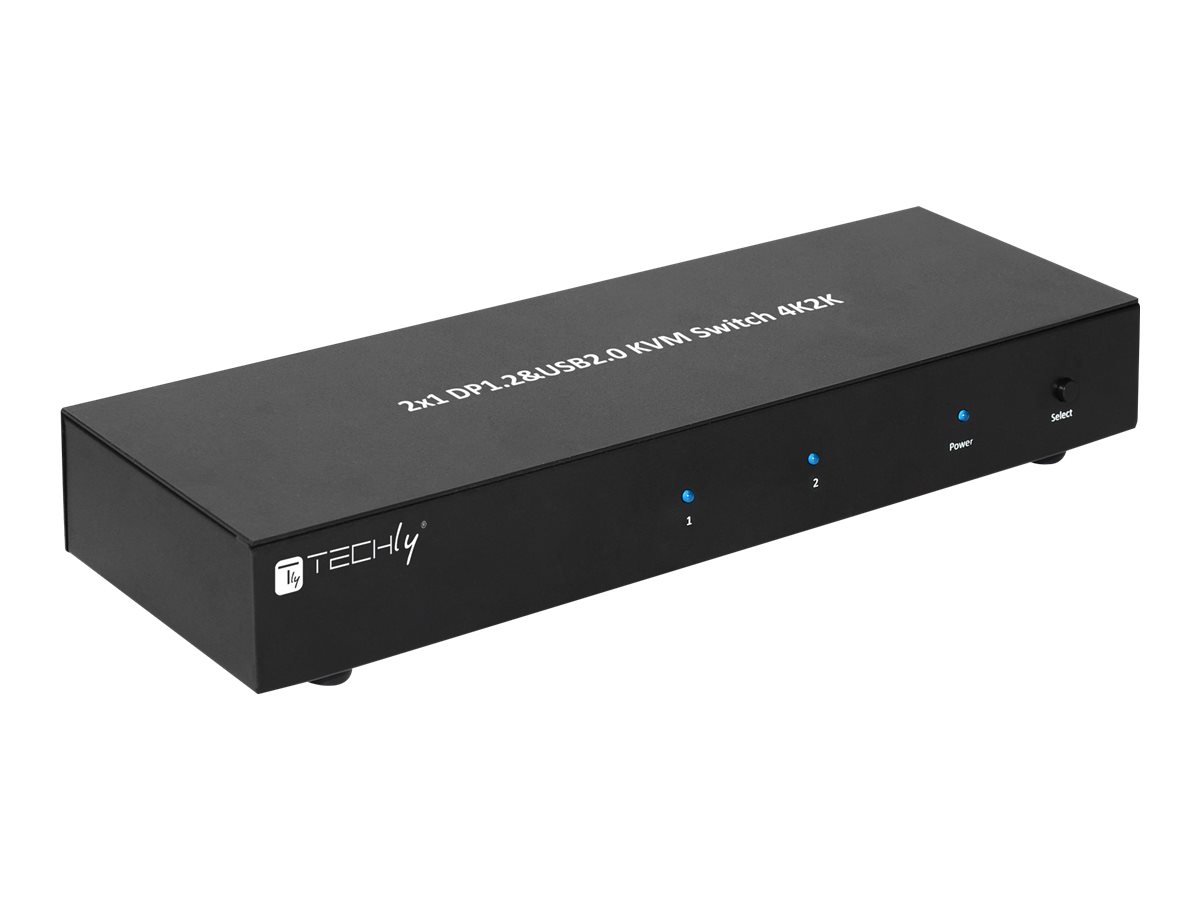 Techly 2-Port DisplayPort 1.2 Dual-Monitor KVM-Switch 3840 x 2160 Schwarz