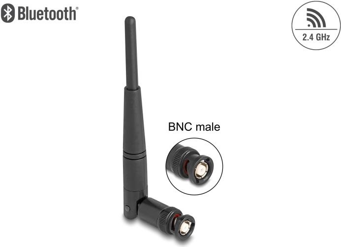 Delock WiFi 2.4 GHz Antenne BNC Stecker 2 dBi 14.5 cm omnidirektional mit Kippgelenk (90737)