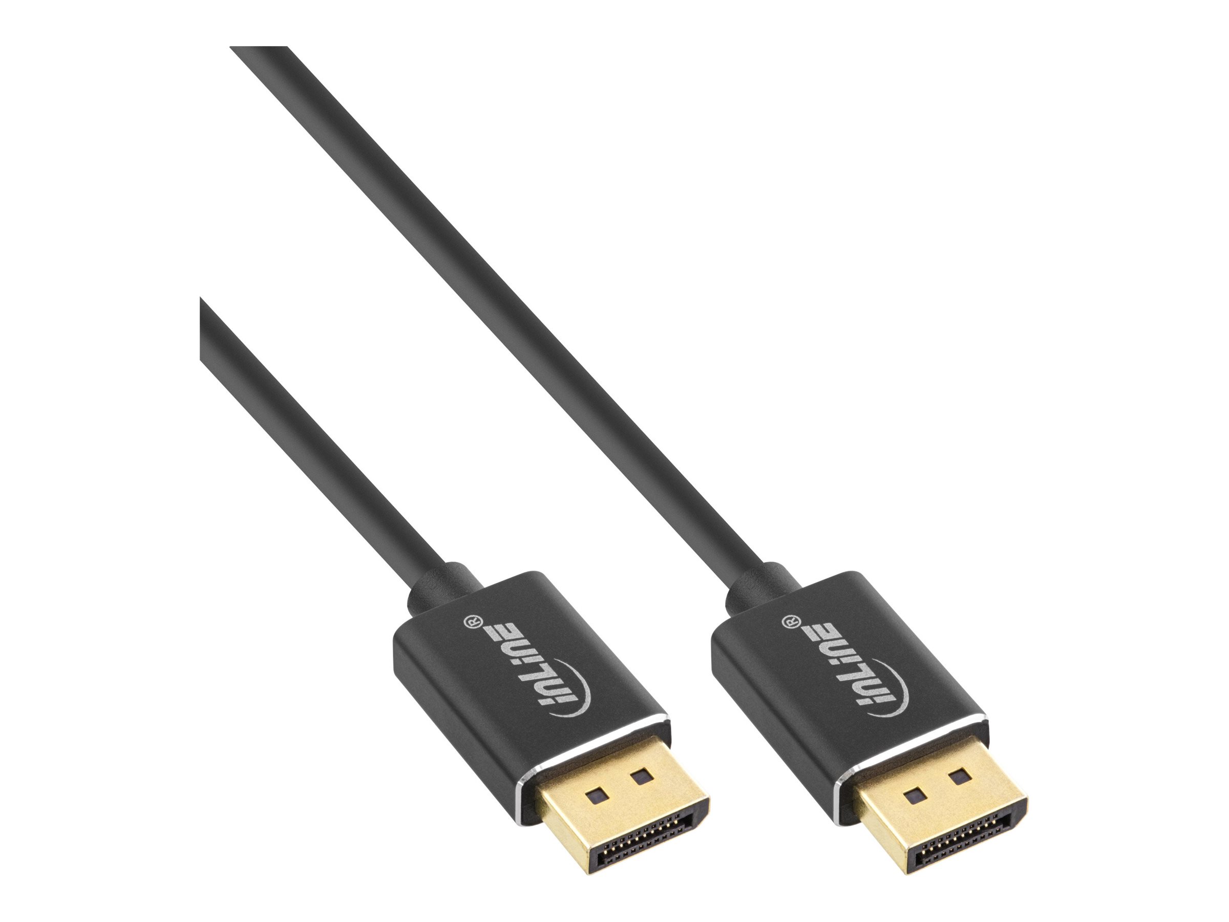 InLine DisplayPort 1.4 Kabel Slim, 8K4K, vergoldete Kontakte, 0,5 m, Schwarz