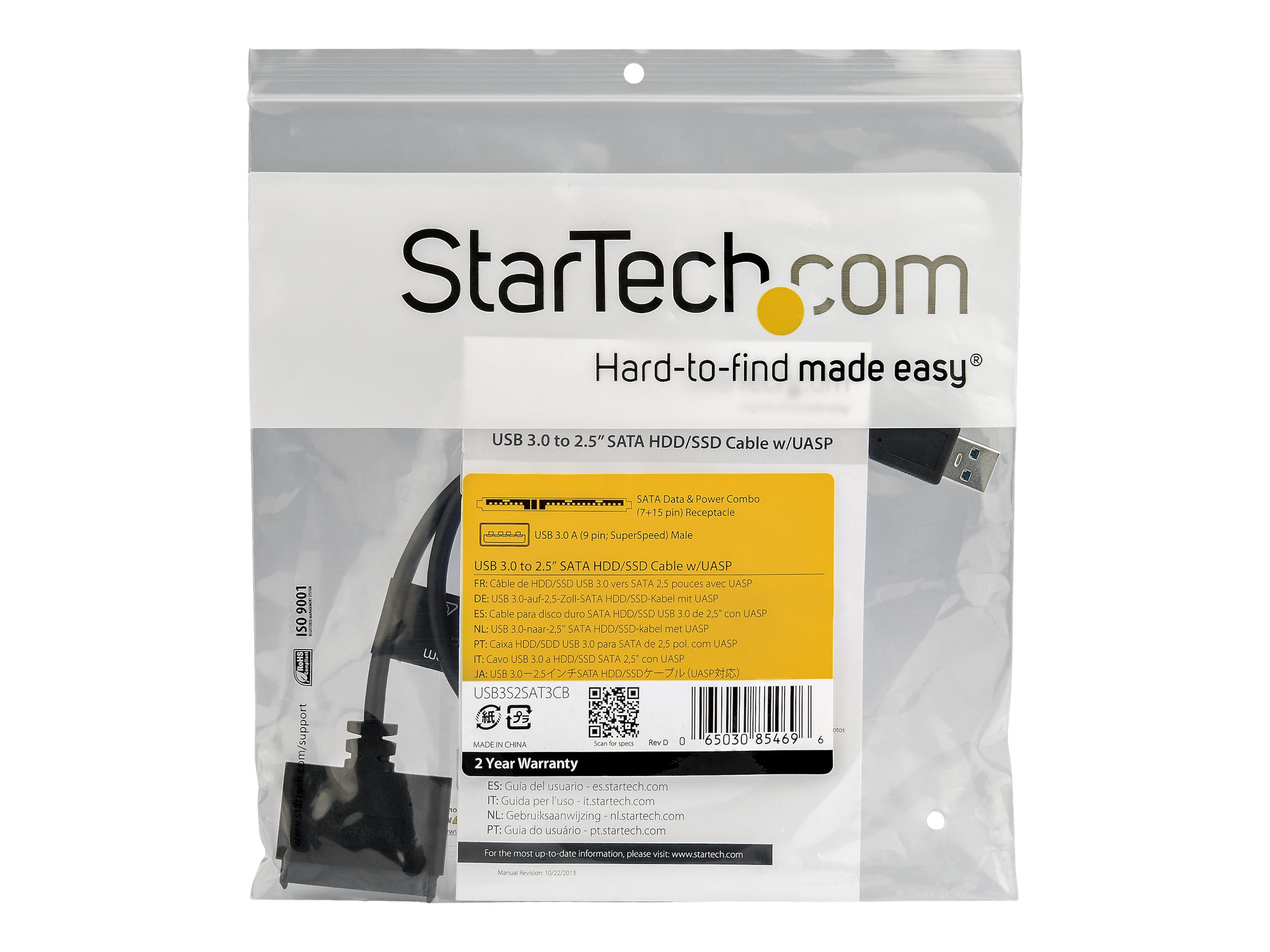 Startech USB3S2SAT3CB USB 3.0 auf 2,5" SATA III Adapterkabel Schwarz