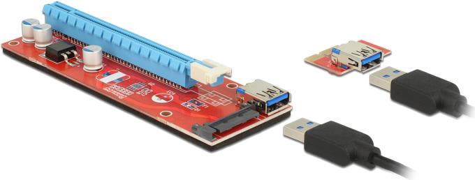 Delock Riser Karte PCI Express x1 > x16 mit 60 cm USB Kabel (41423)