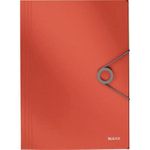 LEITZ Eckspannermappe Solid, DIN A4, PP, hellrot mit 3 seitlichen Schutzklappen, innen grau, - 1 Stück (4563-10-20)