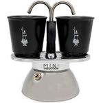 Bialetti 7310 Espressokocher Set Mini Induktion 2 Tassen + 2 Gläser schwarz (7310)