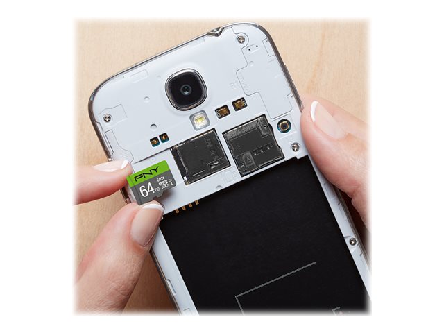 PNY Elite 64 GB microSDXC UHS-I Class 10 Grün, Grau