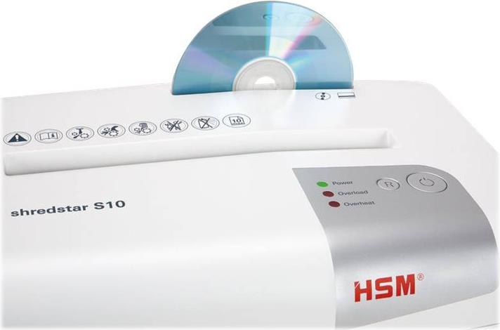 HSM shredstar S10 Aktenvernichter 10 Blatt Streifenschnitt Weiß, Silber