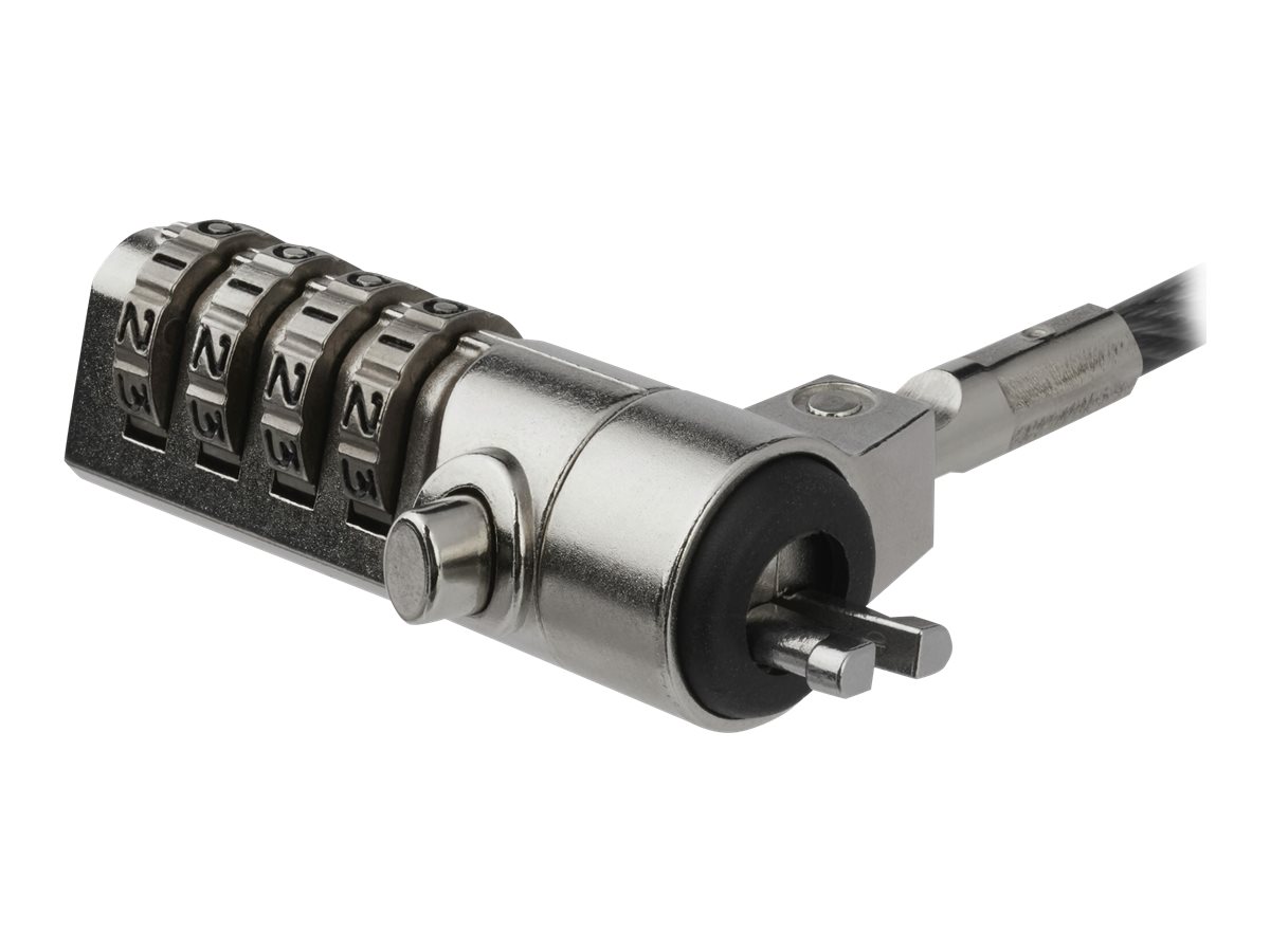 StarTech.com LTLOCK4D Laptop-Kabelschloss mit Drehgelenk 2 m Stahlkabel 4-stelliges Kombinationsschloss Schwarz, Silber