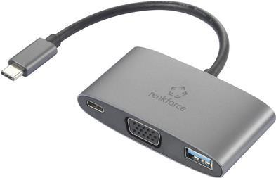 Renkforce USB-C®, VGA Adapter [1x USB-C® Stecker - 1x USB-C® Buchse (Power Delivery), VGA-Buchse, USB 3.2 Gen 1 Buchse A (USB 3.0)] RF-HUB-151 (RF-4754992)