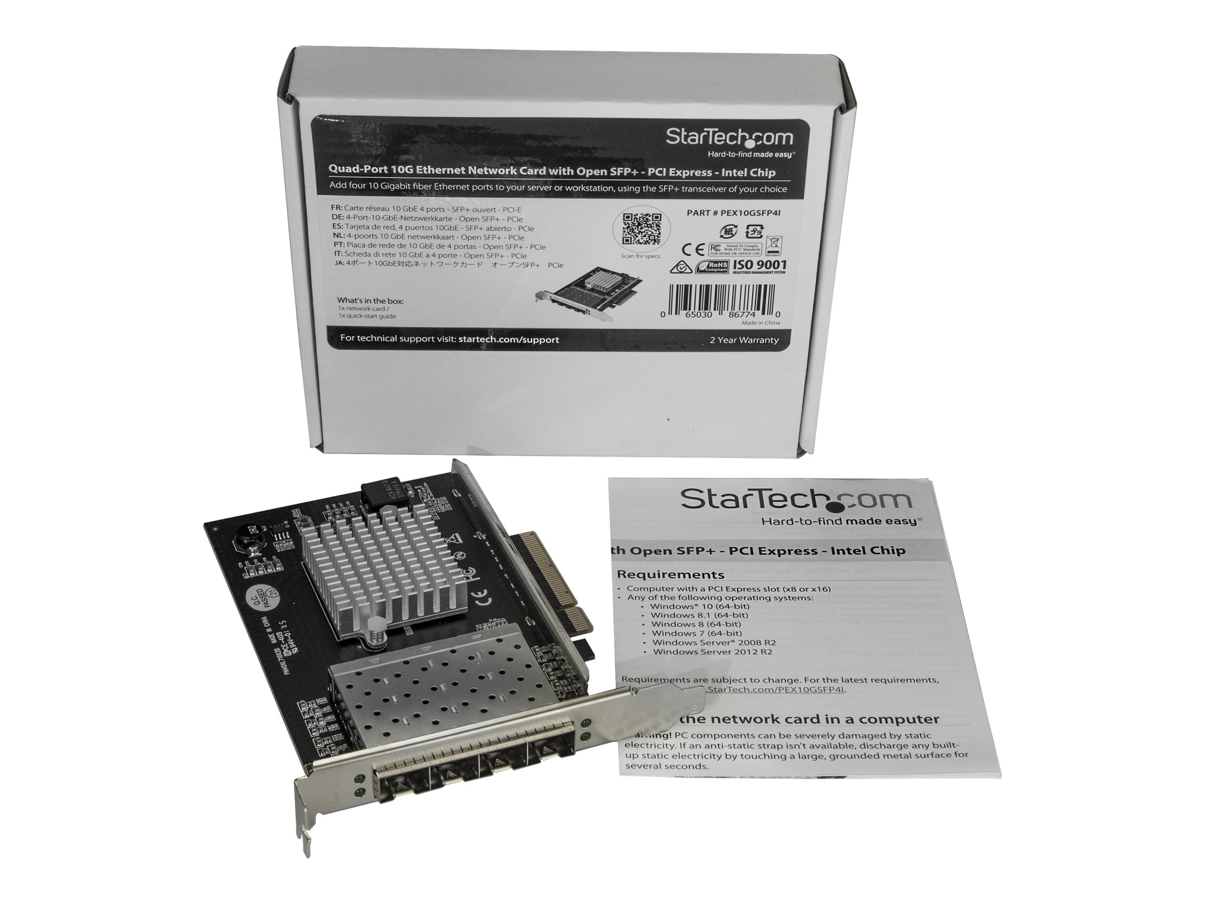 StarTech.com Quad-Port 10G SFP+ Netzwerkkarte Intel XL710 PCIe x8 Schwarz