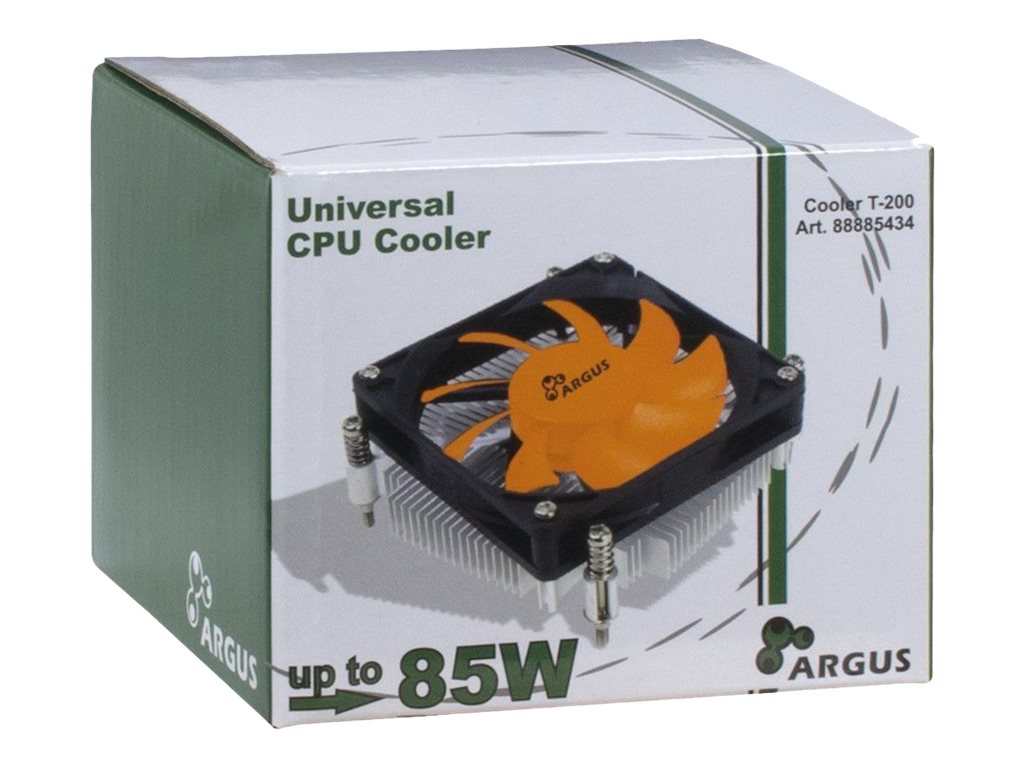 Inter-Tech Argus T-200 Prozessor-Luftkühler 80 mm bis 85 W TDP Schwarz, Grau, Orange