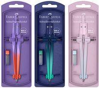 FABER-CASTELL Schnellverstellzirkel STREAM Flow Edition robuste Zahnradführung, sehr gute Gängigkeit der Schenkel, - 5 Stück (174556)