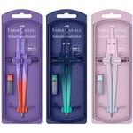 FABER-CASTELL Schnellverstellzirkel STREAM Flow Edition robuste Zahnradführung, sehr gute Gängigkeit der Schenkel, - 5 Stück (174556)