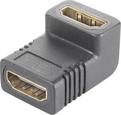 SpeaKa Professional SP-9564944 HDMI Adapter [1x HDMI-Buchse - 1x HDMI-Buchse] Schwarz vergoldete Steckkontakte, 90° nach oben gewinkelt 0.00 m (SP-9564944)