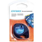 DYMO Original LetraTag Etikettenband | schwarz auf blau | 12 mm x 4 m | selbstklebendes Kunststoffetiketten | für LetraTag-Beschriftungsgerät (S0721650)