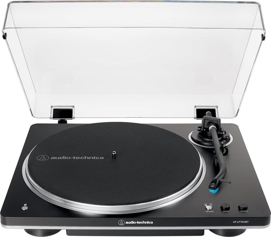 Audio-Technica AT-LP70XBT Plattenspieler Vollautomat Bluetooth Riemenantrieb Integrierter Phono-Vorverstärker Schwarz, Silber