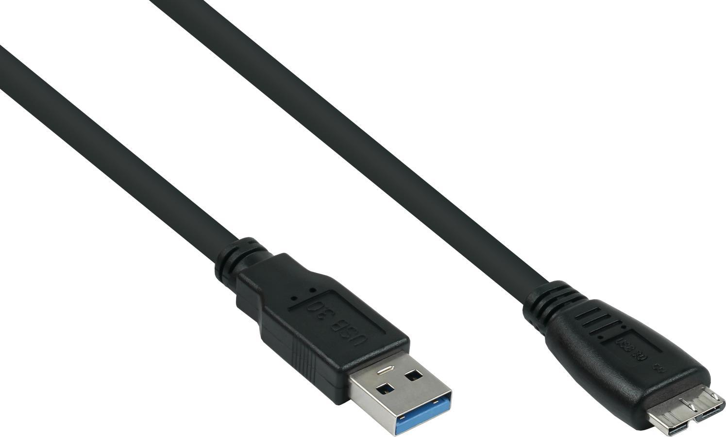 Alcasa UK30P-AMB-030S USB Kabel 3 m USB 3.2 Gen 1 (3.1 Gen 1) USB A Micro-USB B Schwarz (UK30P-AMB-030S)