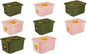 keeeper Aufbewahrungsbox karolina "Emoji Danger", 45 Liter Dreh-/Stapelbox mit Deckel, aus PP, olivgrün - 1 Stück (1223932335300)