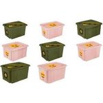 keeeper Aufbewahrungsbox karolina "Emoji Danger", 45 Liter Dreh-/Stapelbox mit Deckel, aus PP, olivgrün - 1 Stück (1223932335300)