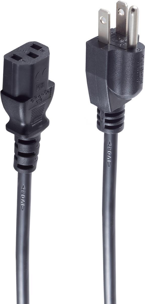 shiverpeaks ®-BASIC-S--Netzanschlusskabel USA Stecker an Kaltgerätebuchse, schwarz, 1,8m (BSUS60006)