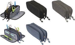 WEDO Schlamper-Etui College, Polyester, grau geräumiges Innenfach, 3 Reißverschlussfächer, 7 Stift - 1 Stück (24245112)