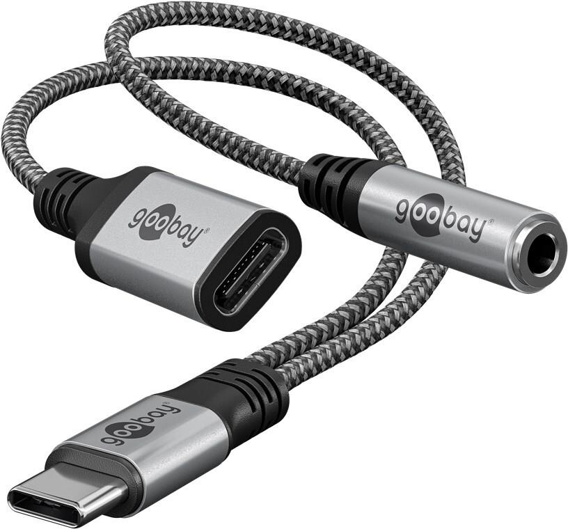 Goobay Adapter USB-C™ auf USB-C™ und Klinke, 3,5 mm AUX (74524)