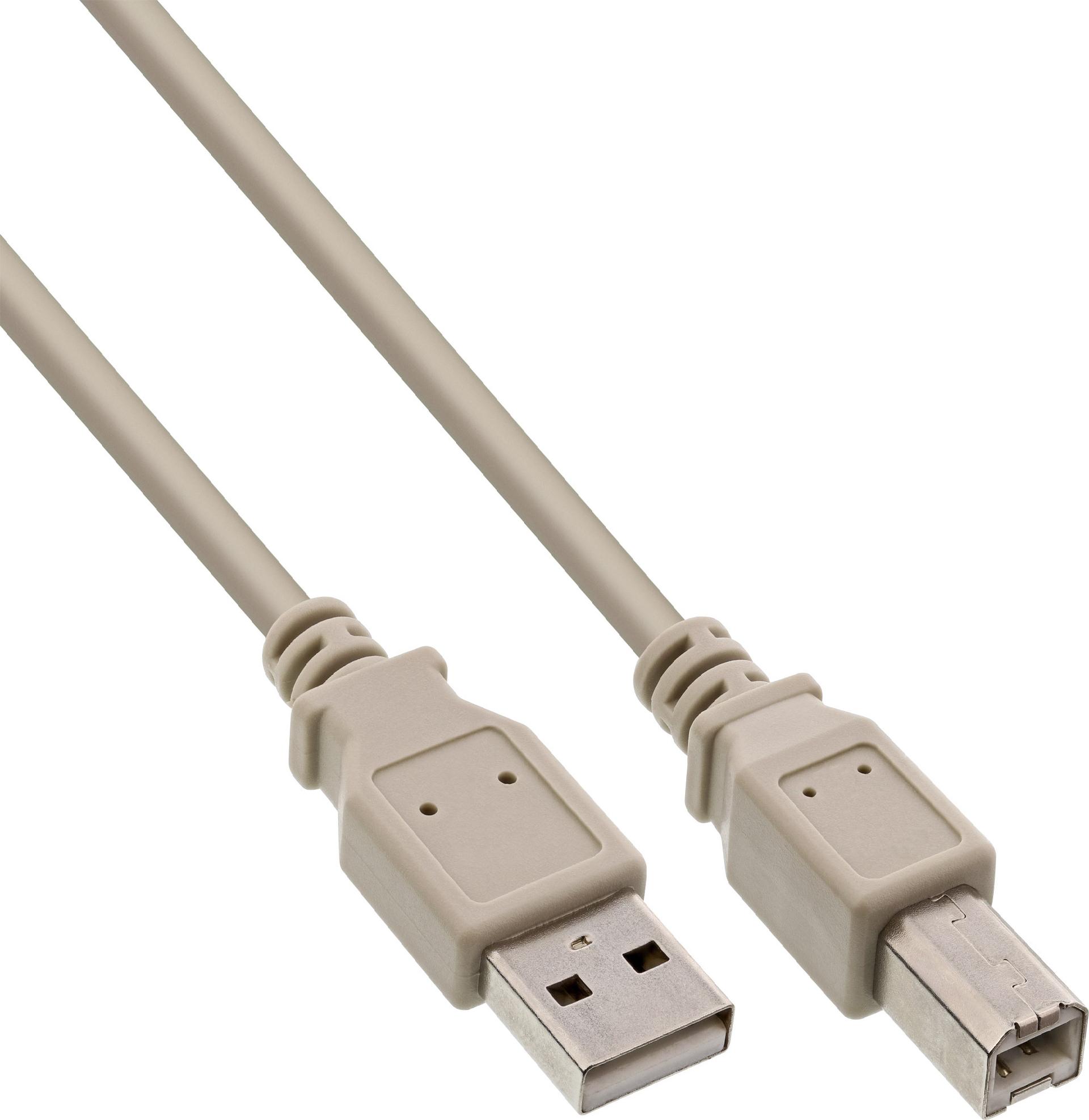 InLine USB 2.0 Kabel, USB A an USB B, 7 m, Beige