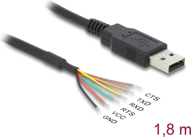 Delock USB 2.0 zu Seriell UART LVTTL Konverter mit 6 offenen Kabelenden und 3.3 V - Digital/Daten (83527)