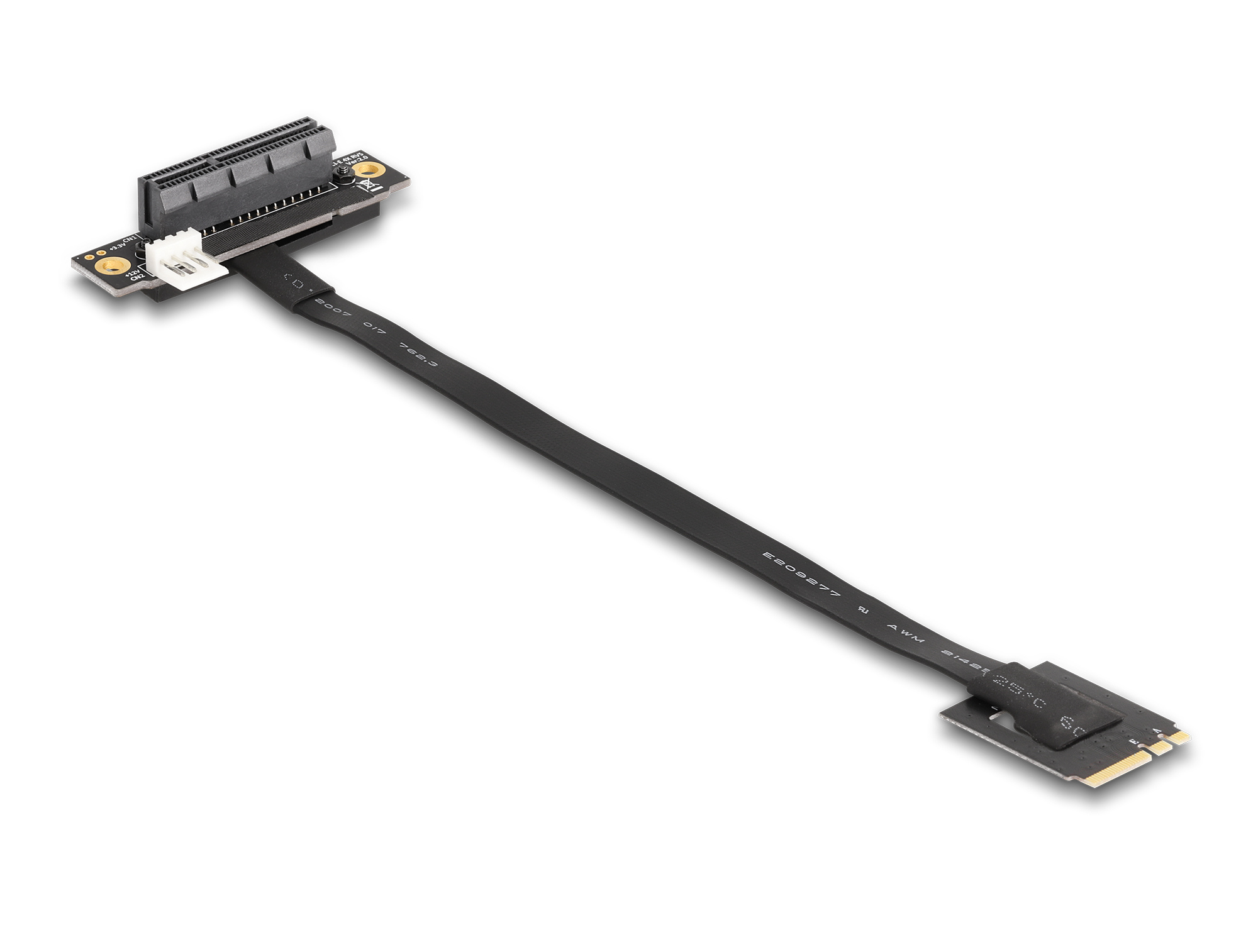 Delock M.2 Key A+E zu PCIe x4 NVMe Adapter gewinkelt mit 20 cm Kabel Schwarz