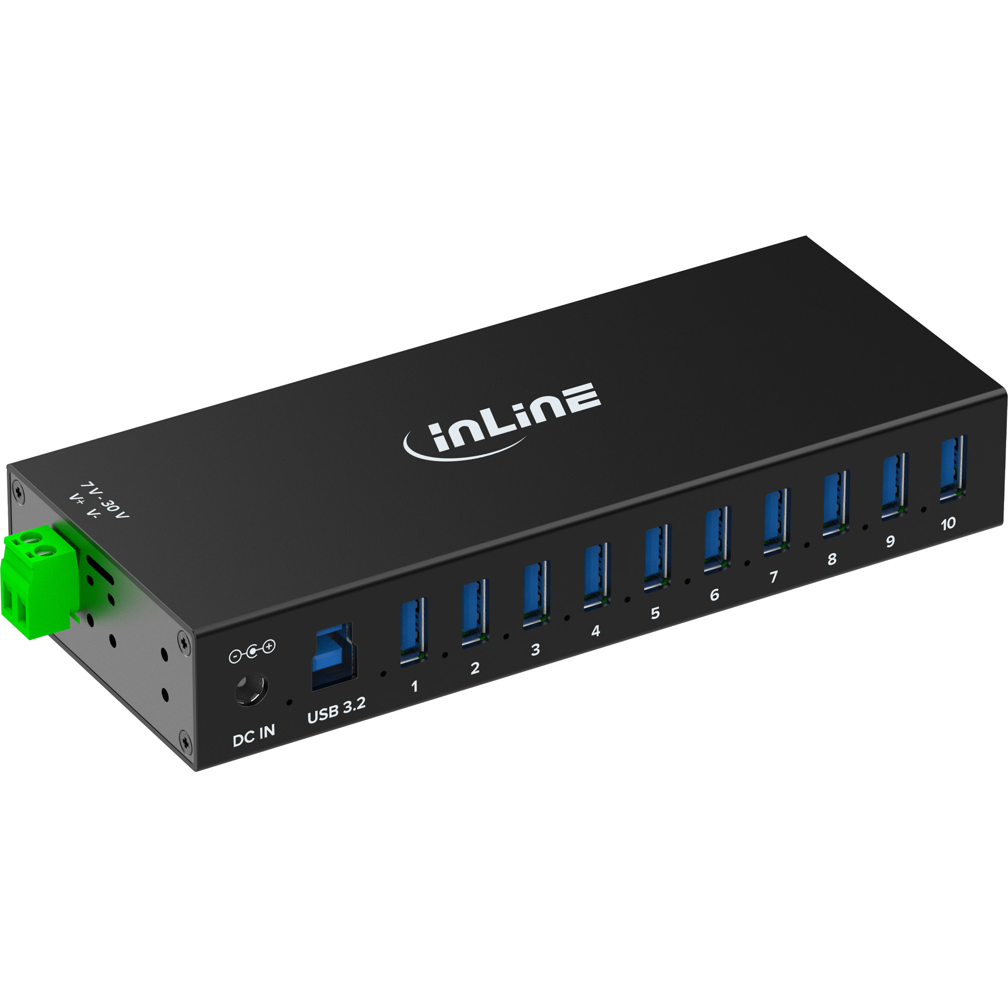 InLine USB 3.2 Gen.1 Industrie-Hub 10 Port Schwarz