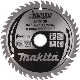 Makita Kreissägeblatt EFFICUT E-12136 O 136 x 1.4 20mm 45Z (E-12136)