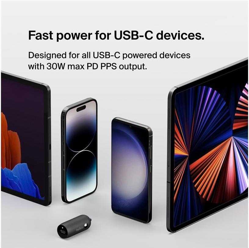 Belkin BoostCharge CCA004btBK 30 W USB-C Auto-Netzteil Schwarz