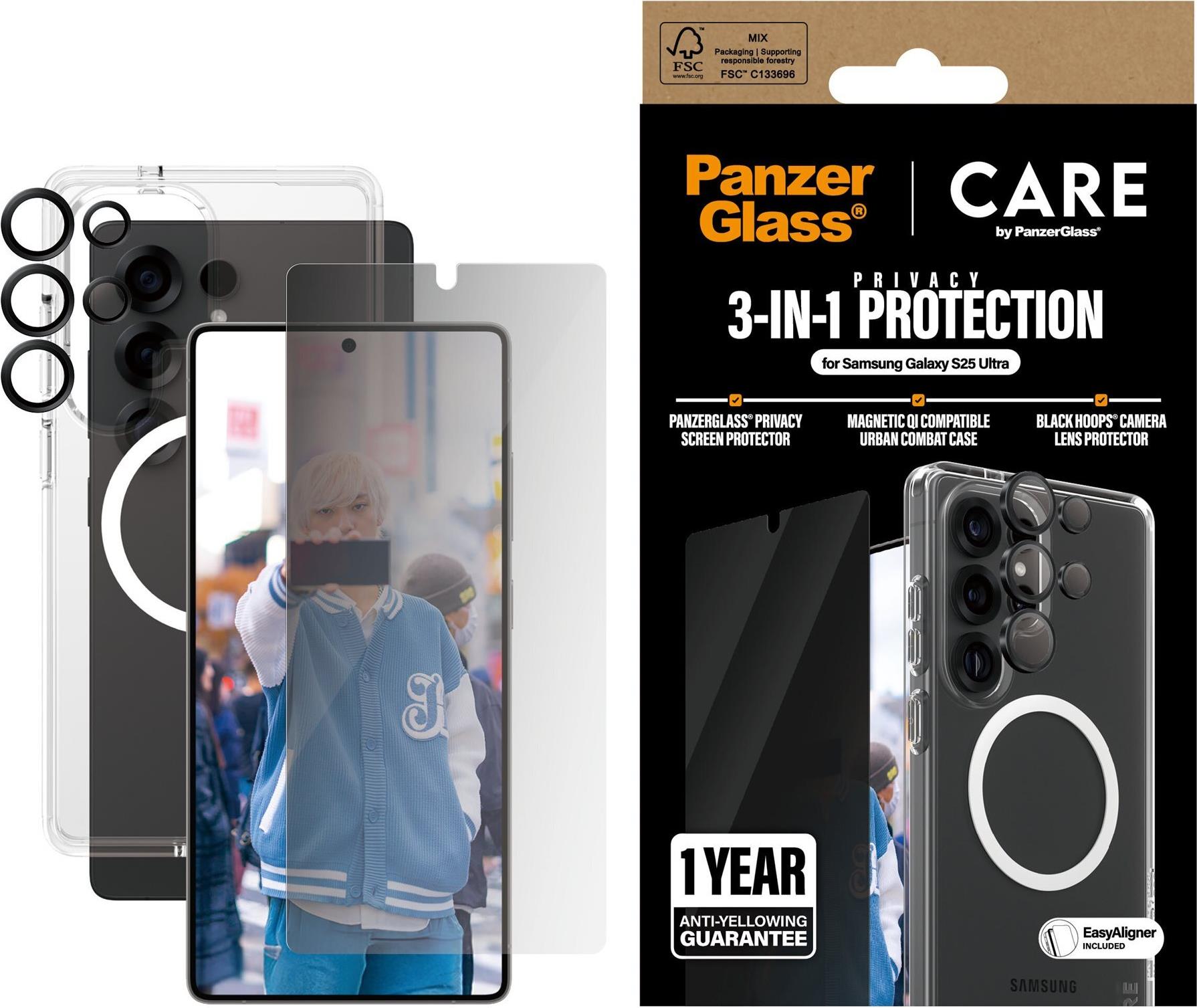 PanzerGlass CARE Flagship 3-in-1 Privacy Bundle Samsung Galaxy S25 Ultra (CRRCHPUG38488)