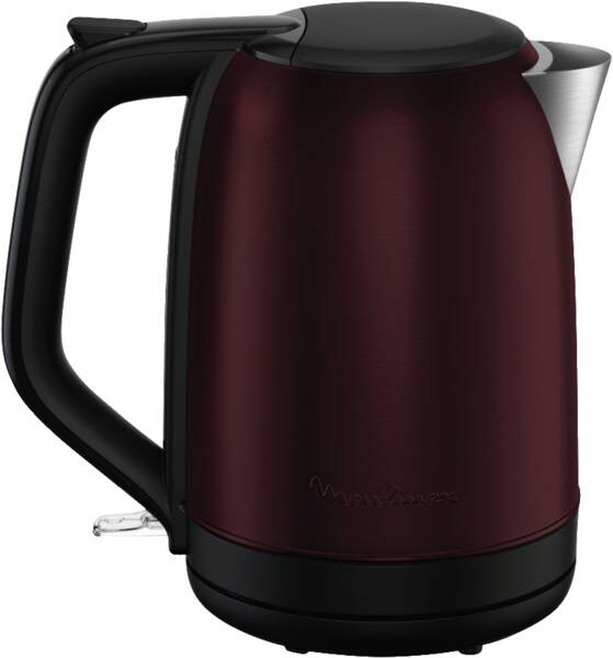 Moulinex Wasserkocher BY5S05E0 Edelstahl 1,7 l 2400 W schnurlos 360 Grad Schwarz, Burgund