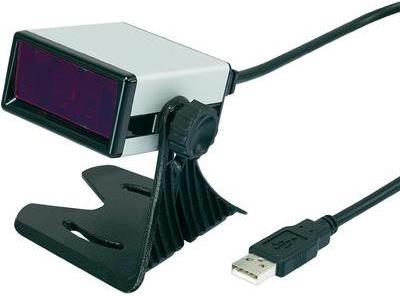 Riotec 1D Barcode-Scanner FS5020E, Laser, Silber, USB-Kit, stationär mit Standfuss (FS5020E)