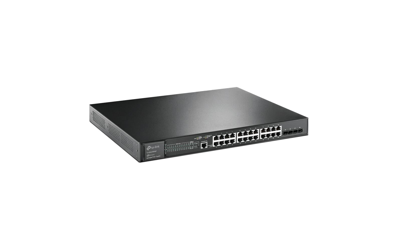 TP-Link JetStream SG3428XMP Managed L2+ Switch, 24x Gigabit RJ-45, 4x SFP+, 384W PoE+, Schwarz
