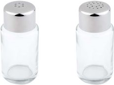 APS Salz- und Pfefferstreuer, Glas/Edelstahl, 18 Löcher Behälter aus Glas, Deckel aus mattiertem Edelstahl, - 1 Stück (40439)