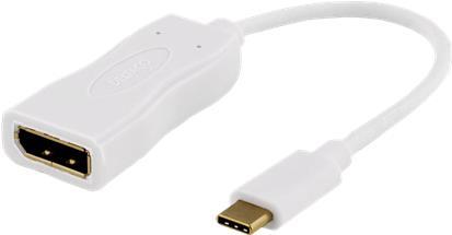 DELTACO USB 3.1 to DP adapter, Type C ma - DP fe, 4K, UHD, white