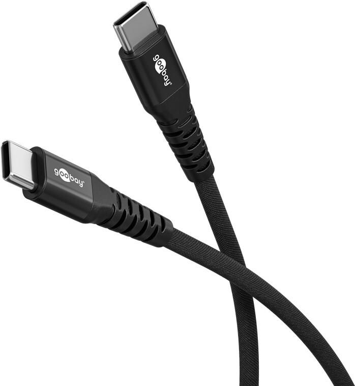 Goobay USB-C™ Supersoftes Textilkabel mit Metallsteckern, 0,5 m, schwarz (73952)