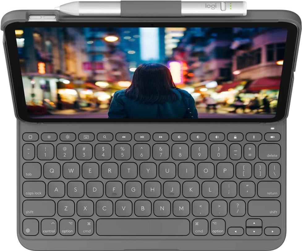 Logitech Slim Folio Tastatur und Foliohülle QWERTZ Oxford Gray