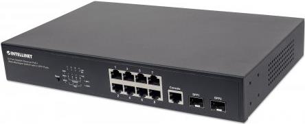 Intellinet 8-Port Gigabit Ethernet PoE+ Web-Managed Switch with 2 SFP Ports (561167)